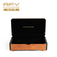 High quality glossy lacquer finish rectangle wooden box custom logo jewelry gift boxes with velvet insert